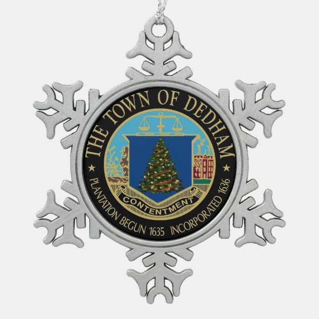 Das Dedham-Wunder der Weihnachtsschneeflocke Schneeflocken Zinn-Ornament (Vorderseite)