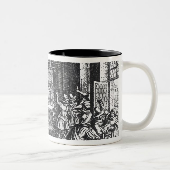 Das Defenestration von Prag im Jahre 1618 Zweifarbige Tasse (Rechts)