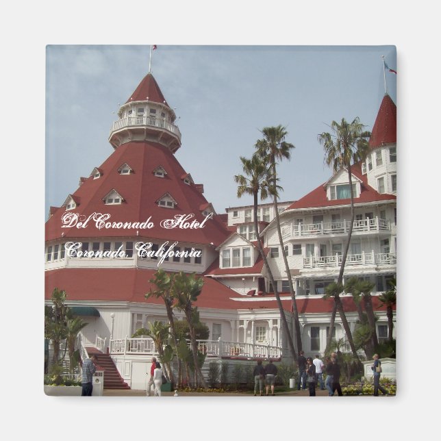 Das Del Coronado Hotel Square Button Magnet (Vorne)