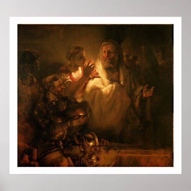 Das Denial of St. Peter, 1660 (Öl auf Leinwand) Poster (Vorne)