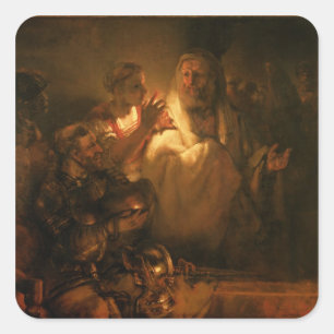 Das Denial of St. Peter, 1660 (Öl auf Leinwand) Quadratischer Aufkleber