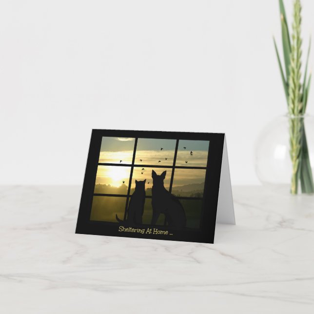 Das Denken an Zuhause Corona-Virus Karte (Vorderseite)