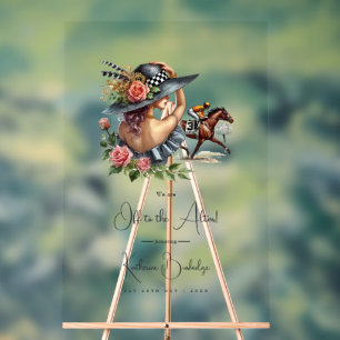 Das Derby "Off to Altar" Brautparty Willkommen Acrylschild