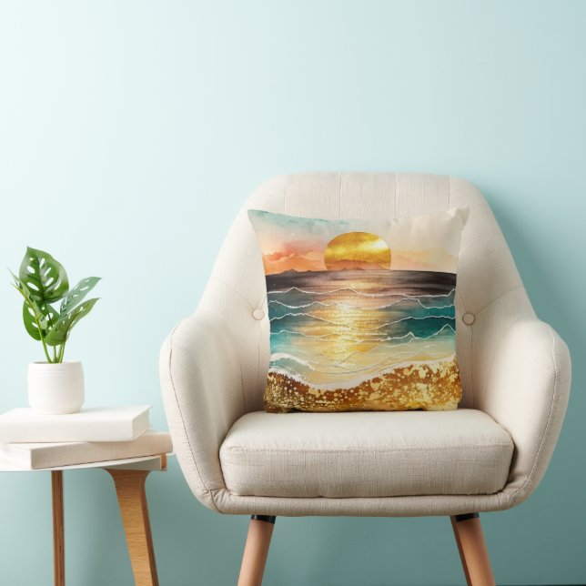 Das Design der Aquarell Beach Serie 3 Kissen (Stuhl )