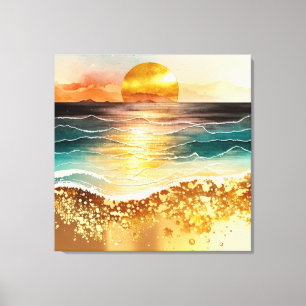 Das Design der Aquarell Beach Serie 3 Leinwanddruck