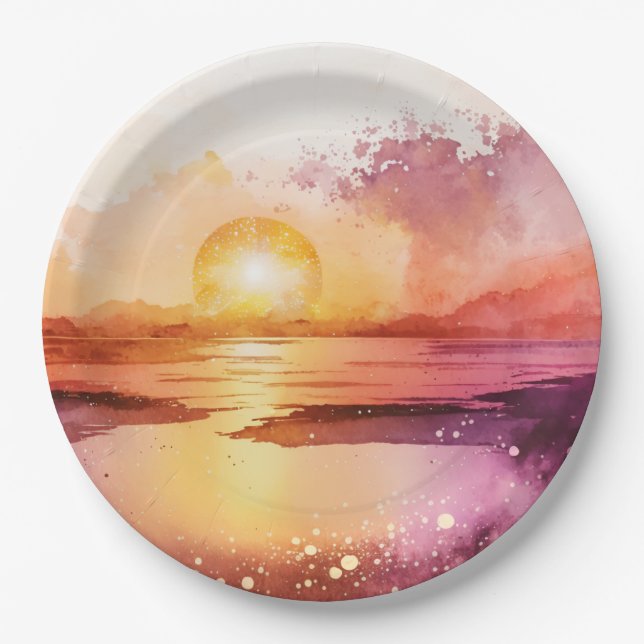 Das Design der Aquarell Beach Serie 3 Pappteller (Vorderseite)