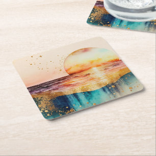 Das Design der Aquarell Beach Serie 3 Rechteckiger Pappuntersetzer