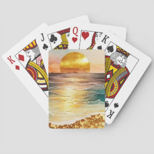 Das Design der Aquarell Beach Serie 3 Spielkarten