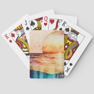 Das Design der Aquarell Beach Serie 3 Spielkarten