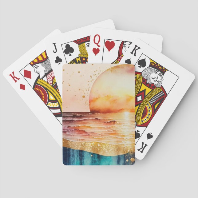 Das Design der Aquarell Beach Serie 3 Spielkarten (Rückseite)