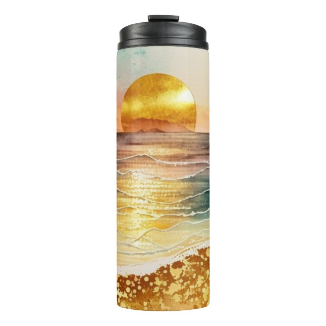 Das Design der Aquarell Beach Serie 3 Thermosbecher (Vorderseite)