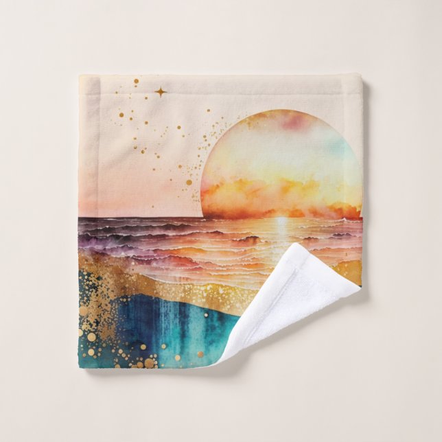 Das Design der Aquarell Beach Serie 3 Waschlappen (Waschlappen)