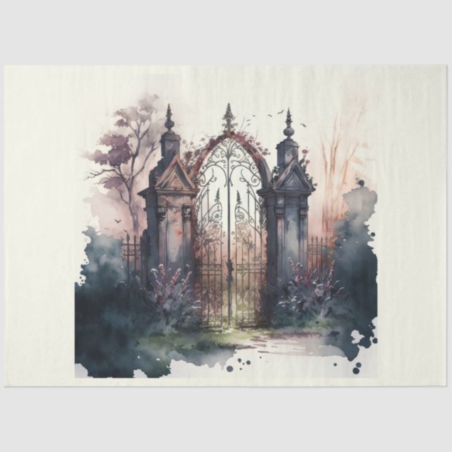 Das Design der Gothic Friedhof Gate Serie 3 Seidenpapier (Vorderseite)