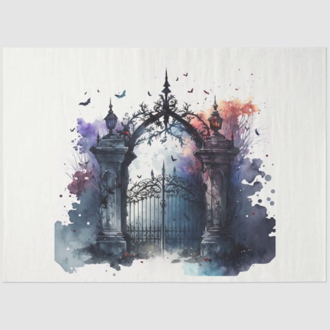 Das Design der Gothic Friedhof Gate Serie 5 Seidenpapier (Vorderseite)