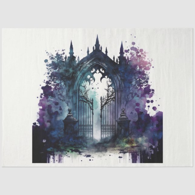 Das Design der Gothic Friedhof Gate Serie 6 Seidenpapier (Vorderseite)