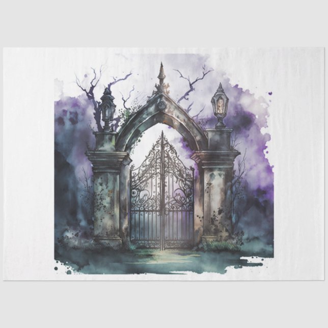 Das Design der Gothic Friedhof Gate Serie 7 Seidenpapier (Vorderseite)