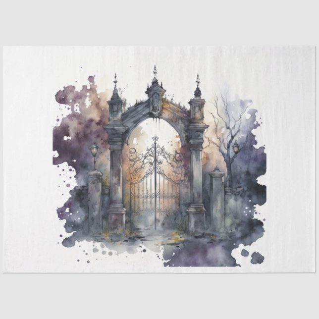 Das Design der Gothic Friedhof Gate Serie 8 Seidenpapier (Vorderseite)