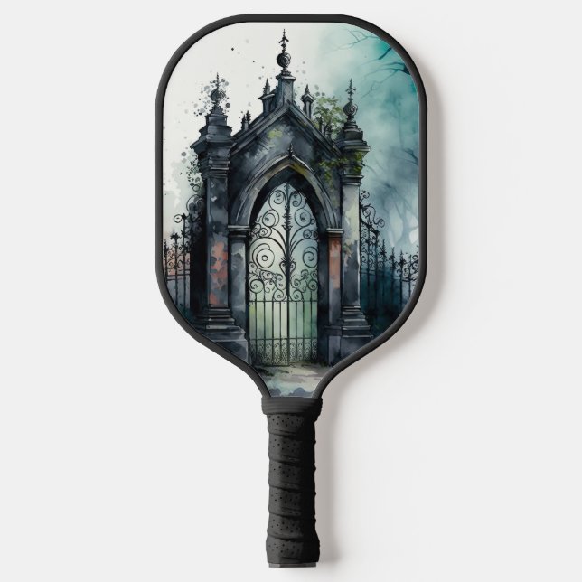 Das Design der gotischen Friedhof Gate Serie 11 Pickleball Schläger (Vorderseite)