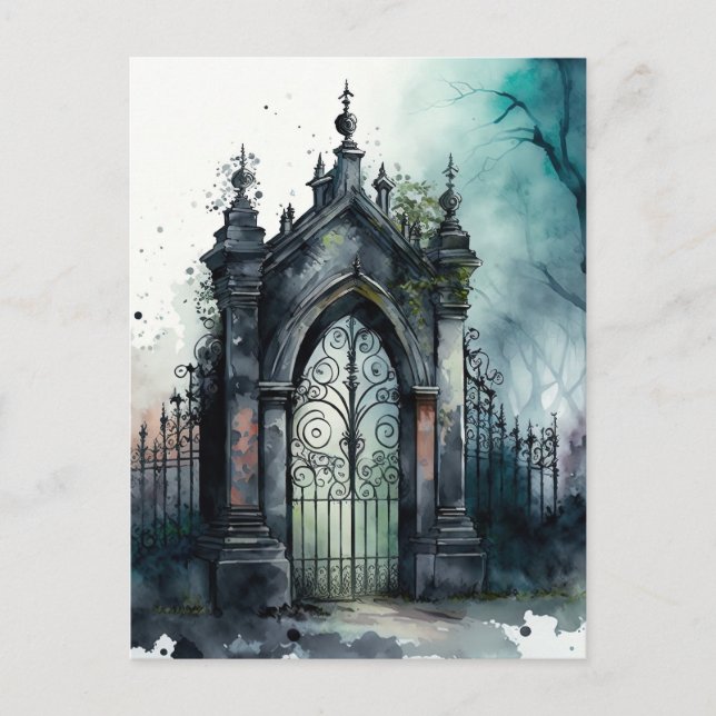Das Design der gotischen Friedhof Gate Serie 11 Postkarte (Vorderseite)