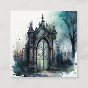 Das Design der gotischen Friedhof Gate Serie 11 Quadratische Visitenkarte