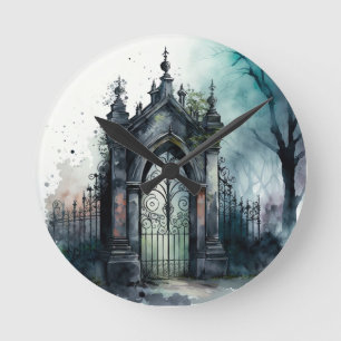 Das Design der gotischen Friedhof Gate Serie 11 Runde Wanduhr