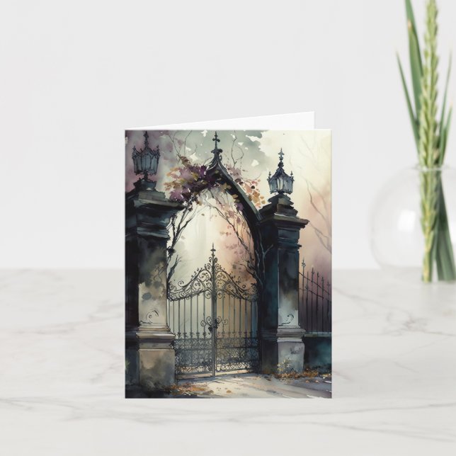 Das Design der gotischen Friedhof Gate Serie 12 Einladung (Vorderseite)