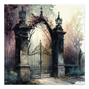 Das Design der gotischen Friedhof Gate Serie 12 Fotodruck