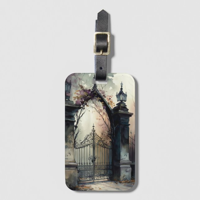 Das Design der gotischen Friedhof Gate Serie 12 Gepäckanhänger (Vorderseite Vertikal)
