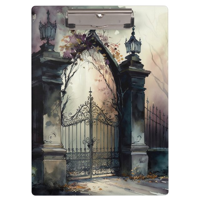 Das Design der gotischen Friedhof Gate Serie 12 Klemmbrett (Vorderseite)