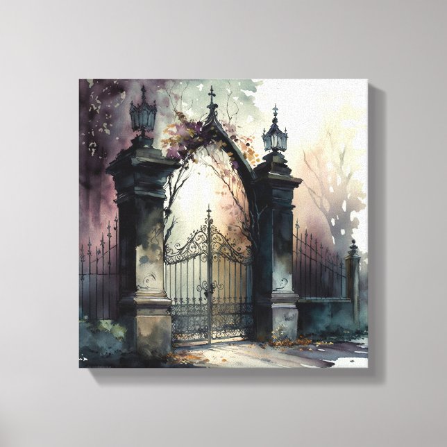 Das Design der gotischen Friedhof Gate Serie 12 Leinwanddruck (Vorderseite)