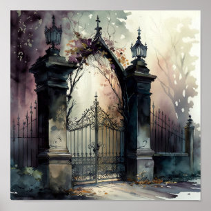 Das Design der gotischen Friedhof Gate Serie 12 Poster