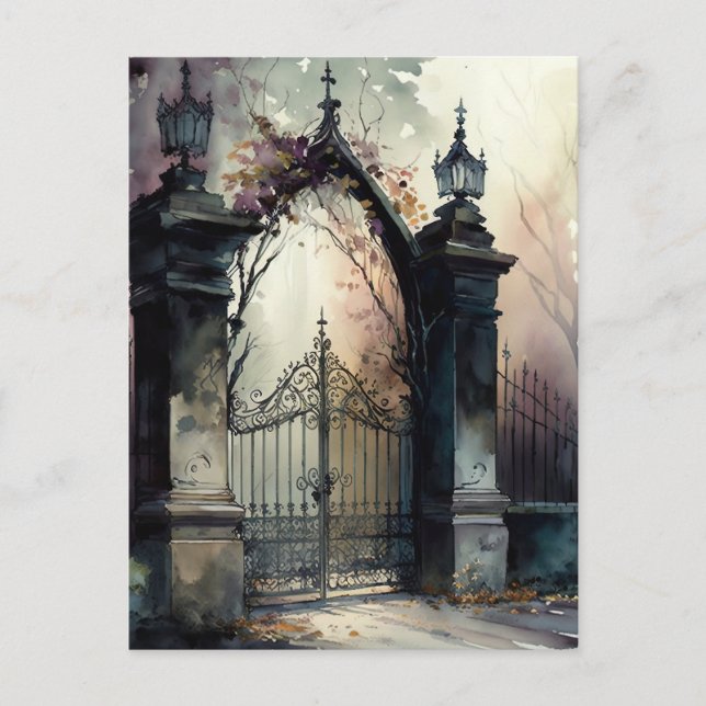 Das Design der gotischen Friedhof Gate Serie 12 Postkarte (Vorderseite)