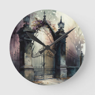Das Design der gotischen Friedhof Gate Serie 12 Runde Wanduhr