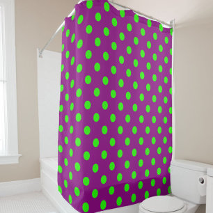 Das Design der Lila Polka-Dots ist grün Duschvorhang