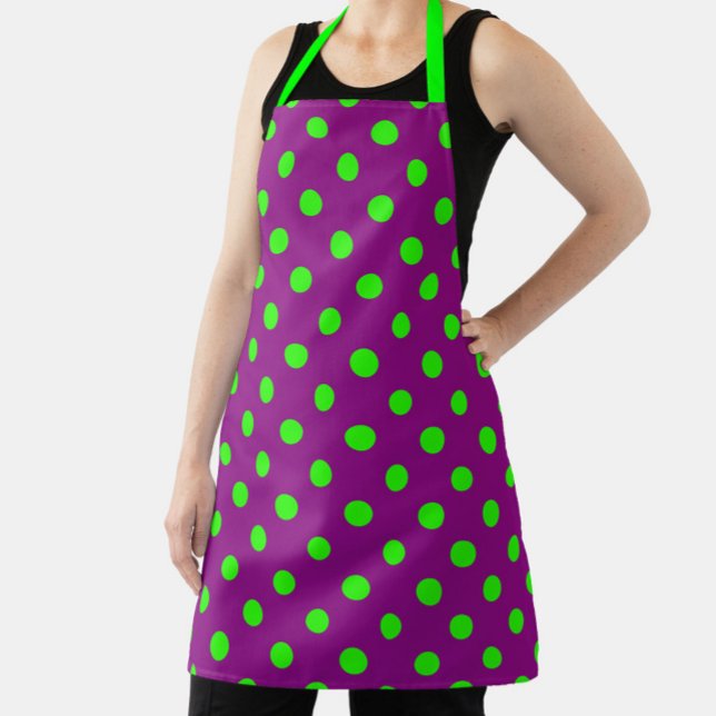 Das Design der Lila Polka-Dots ist grün Schürze (Von Creator hochgeladen)