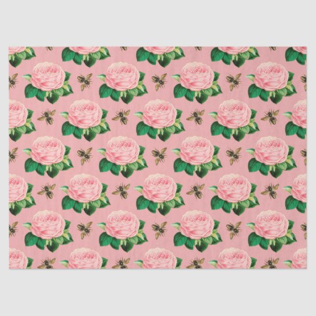 Das Design der rosa und goldenen Bienenreihe 9 Seidenpapier (Vorderseite)