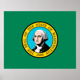 Das Design der Staatsflagge in Washington Poster