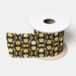 Das Design des Designs ist in Gold und Schwarz geh Satinband