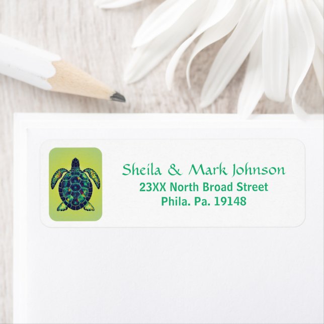 Das Design des Playful Sea Turtle Mosaik Ocean Art (Insitu)