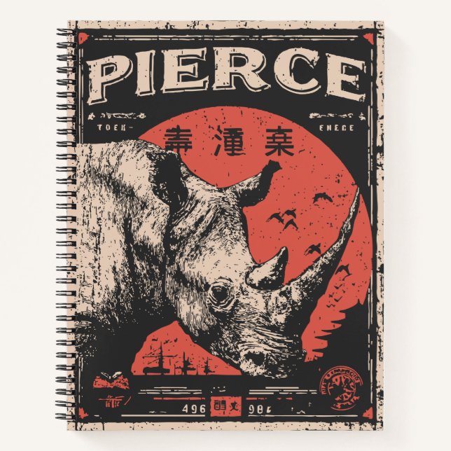 Das Design des Rhinoceros Wildlife Powers Notizbuch (Vorderseite)