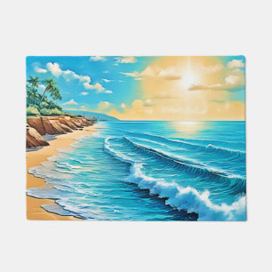 Das Design des Sunlit Beach Waves Fußmatte