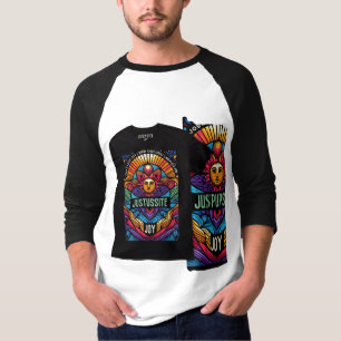 Das Design des T - Shirt enthält den Satz "Juxtapo