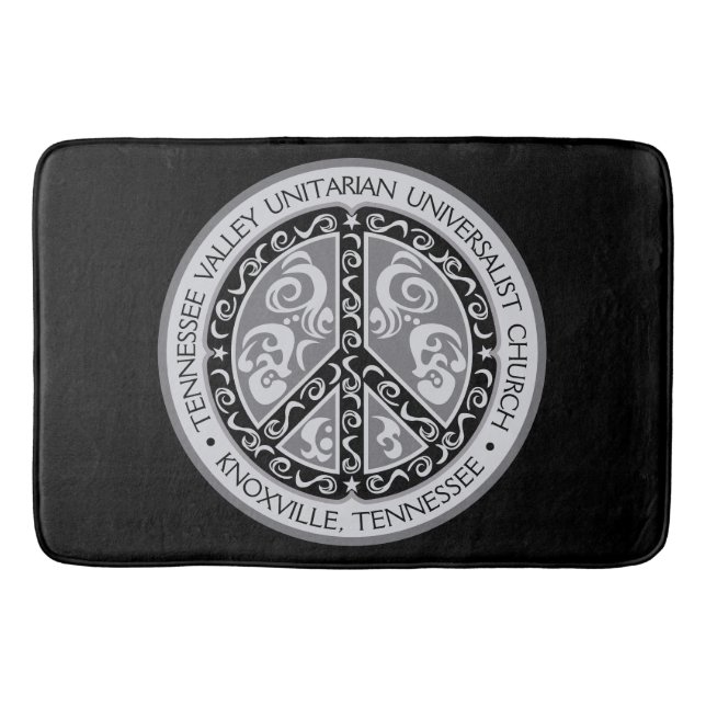 Das Design eines Friedenszeichens in Schwarz und W Badematte (Vorderseite)