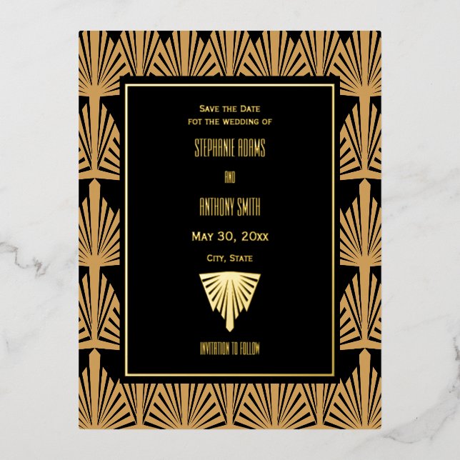 Das Design und das Design der Schwarzen Kunst Folie Einladungspostkarte (Vorderseite)