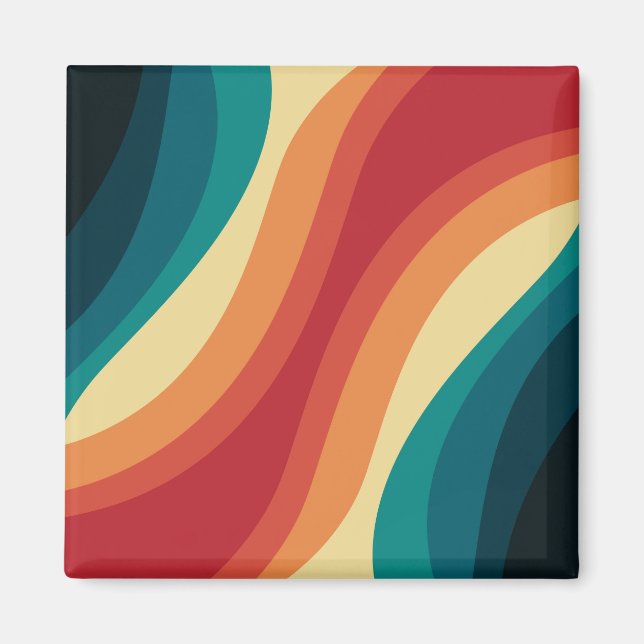 Das Design von mehrfarbigen Retrowellen Magnet (Vorne)