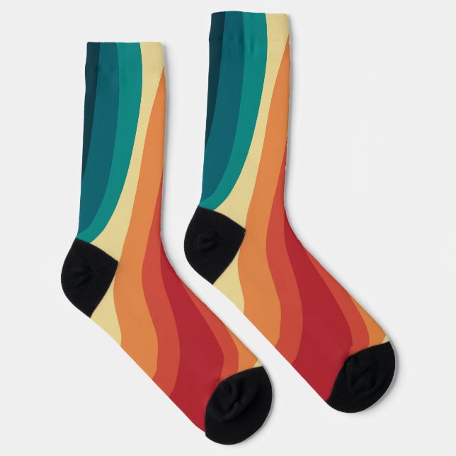 Das Design von mehrfarbigen Retrowellen Socken (Rechts)