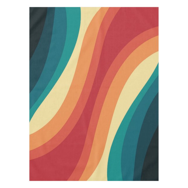 Das Design von mehrfarbigen Retrowellen Tischdecke (Vorderseite)