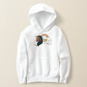 Das Design von Regenbogen und Wolken im Einhorn Hoodie