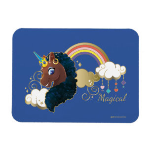 Das Design von Regenbogen und Wolken im Einhorn Magnet
