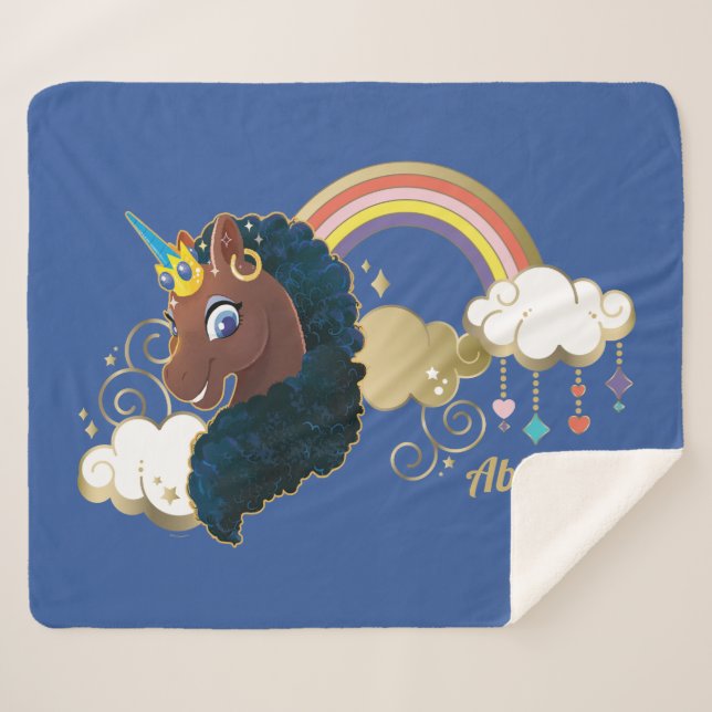 Das Design von Regenbogen und Wolken im Einhorn Sherpadecke (Vorderseite (Horizontal))
